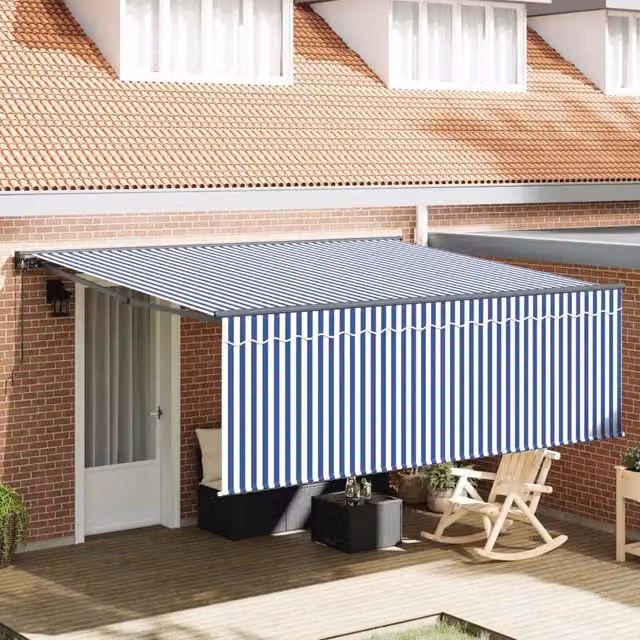 Tenda retrattile Blu e Bianco 400 × 300 cm 3330487