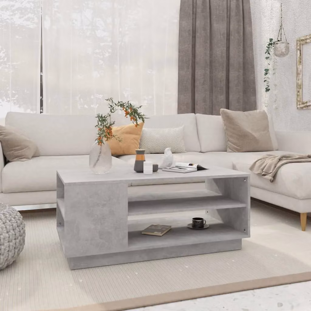 vidaXL Tavolino da Salotto Moderno Grigio in Truciolato e MDF L: 102 cm, P: 55 cm, H: 43 cm