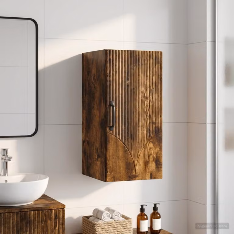Armadio da bagno a muro vidaXL HOORN moderno in Rovere Fumo, L: 30 cm, P: 31 cm, H: 59 cm