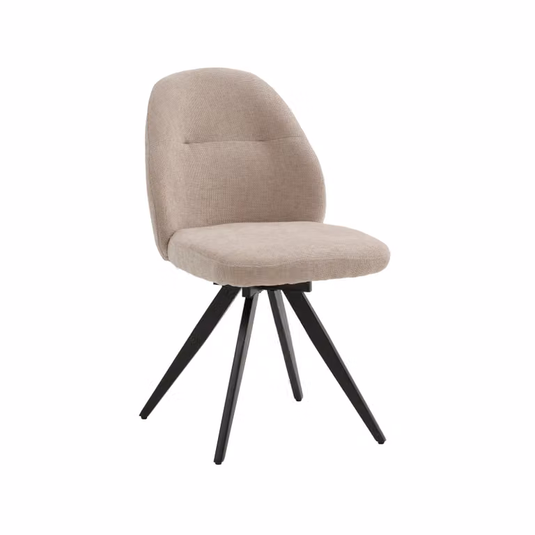 Set di sedie girevoli ZENNENDAL in tessuto beige e gambe in metallo nero