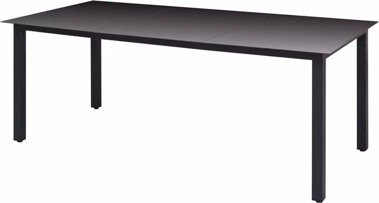 Tavolo da Giardino Nero 190x90x74 cm in Alluminio e Vetro