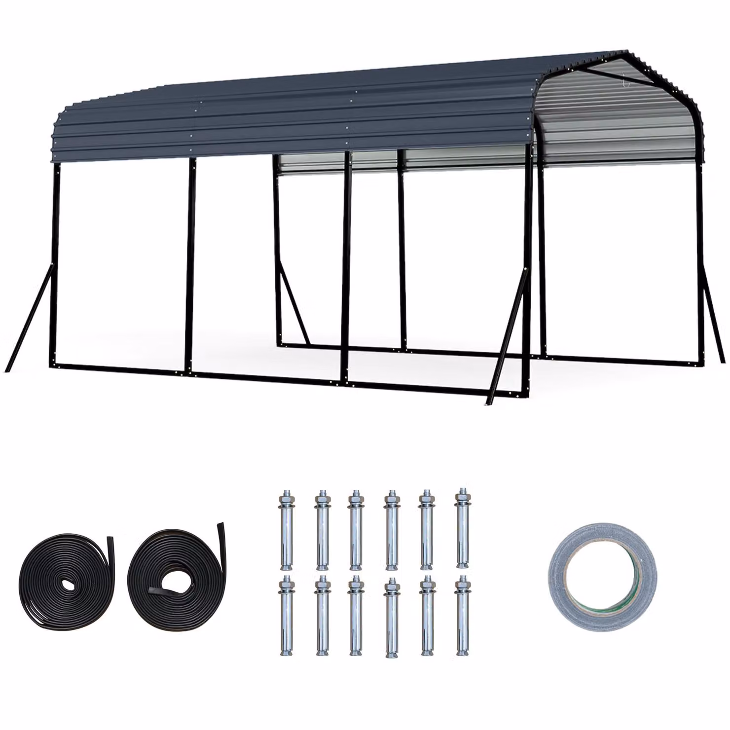 COSTWAY Tenda da garage 440x300cm, tenda da garage impermeabile con struttura in metallo e 4 gambe inclinate aggiuntive, tettoia per auto, tenda per magazzino, tenda per feste