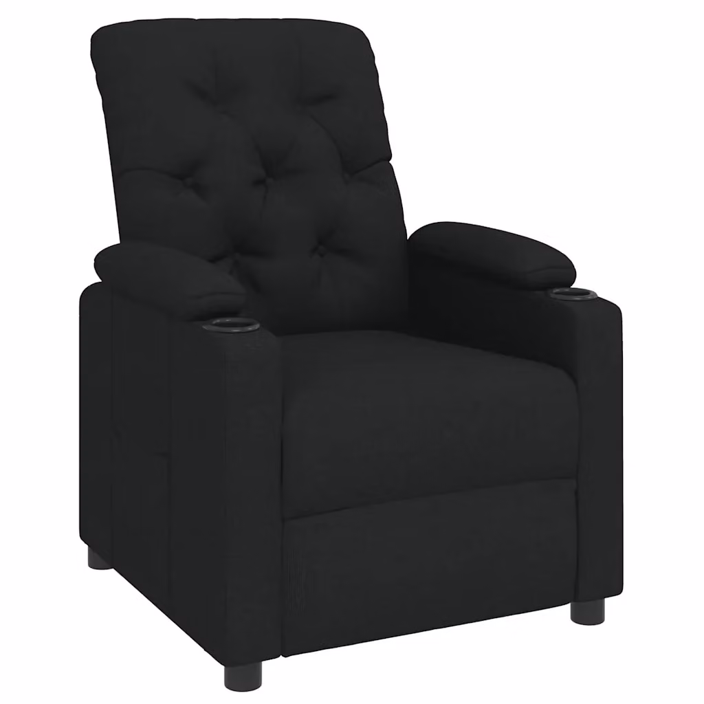 Poltrona Reclinabile Relax vidaXL in Tessuto Nero con Braccioli e Regolazione Manuale – 2