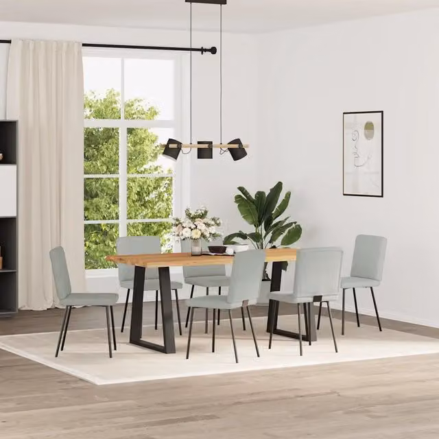 Sedie da Pranzo 6 pz | Sedie da cucina Grigio Chiaro in Velluto