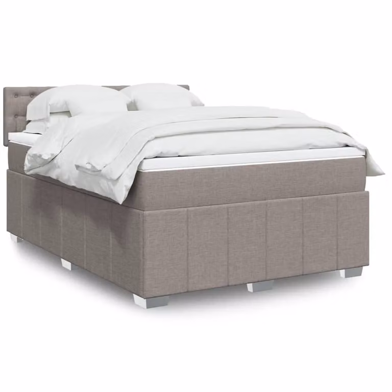 vidaXL Letto Ibrido con Materasso a Molle Insacchettate e Struttura Imbottita, Beige e Grigio, L/P: 160 x 200 cm