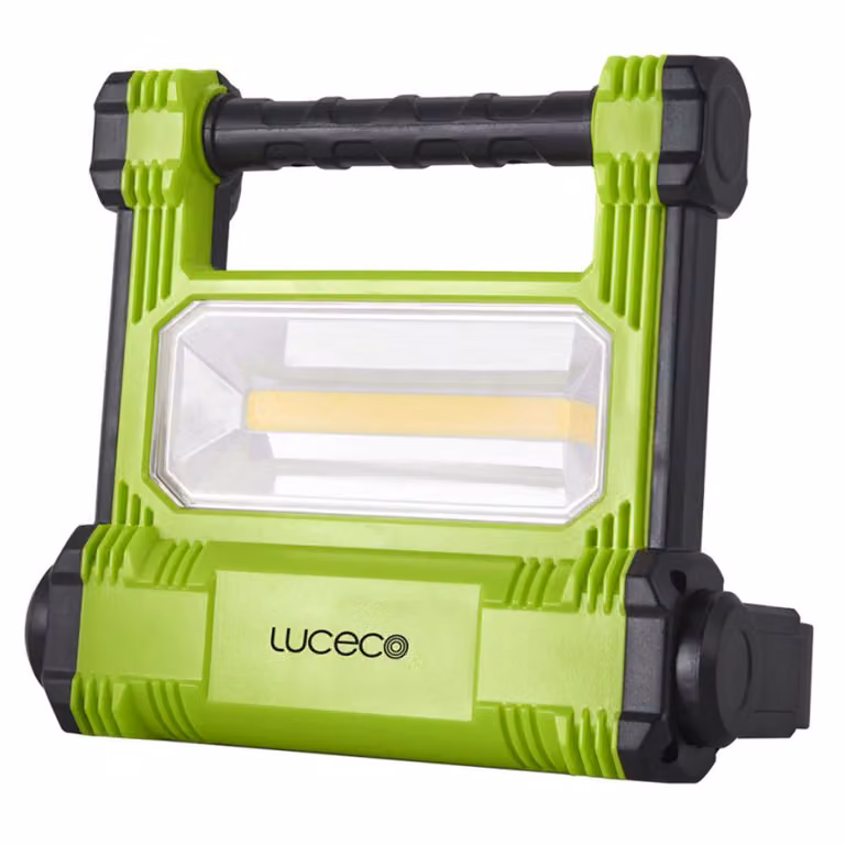 Luceco Faretto da cantiere LED portatile Nero/Verde IP54 20W 1800lm Bianco freddo 6500K con batteria ricaricabile