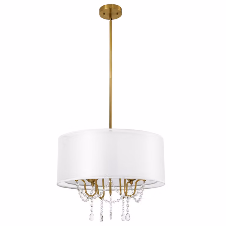 Lampadario dorato, lampada a sospensione moderna con 5 luci, regolabile in altezza, ideale per la sala da pranzo, attacco E14, lampadine non incluse