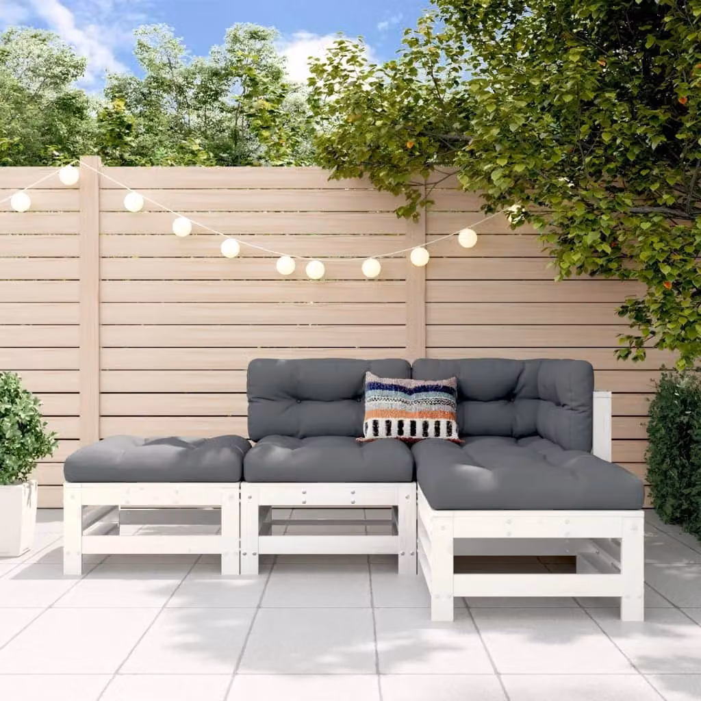 Maison Exclusive - Set Salotto da Giardino 4 pz Bianco in Legno Massello di Pino