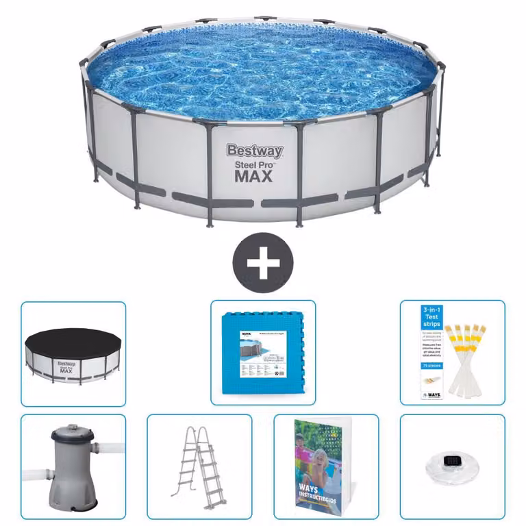 Piscina gonfiabile Bestway Steel Pro MAX, rotonda, 488x122 cm, composta da 6 parti, modello S674