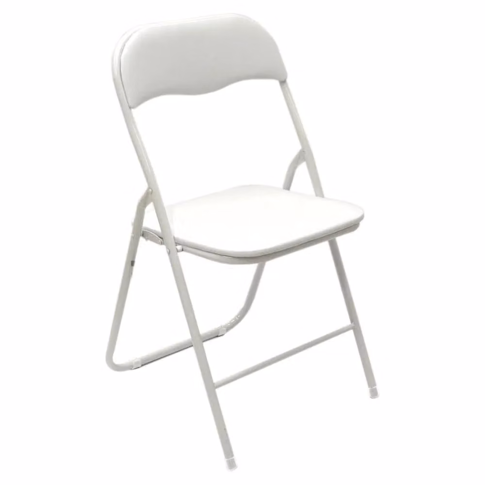 Sedia pieghevole Vestiamo Casa bianca in metallo e plastica, impilabile, H 78 cm x L 43 cm x P 44 cm