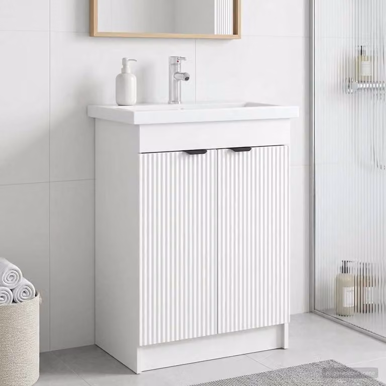 Mobiletto da bagno sotto il lavello vidaXL Bianco, L: 56 cm, P: 37,5 cm, H: 81 cm
