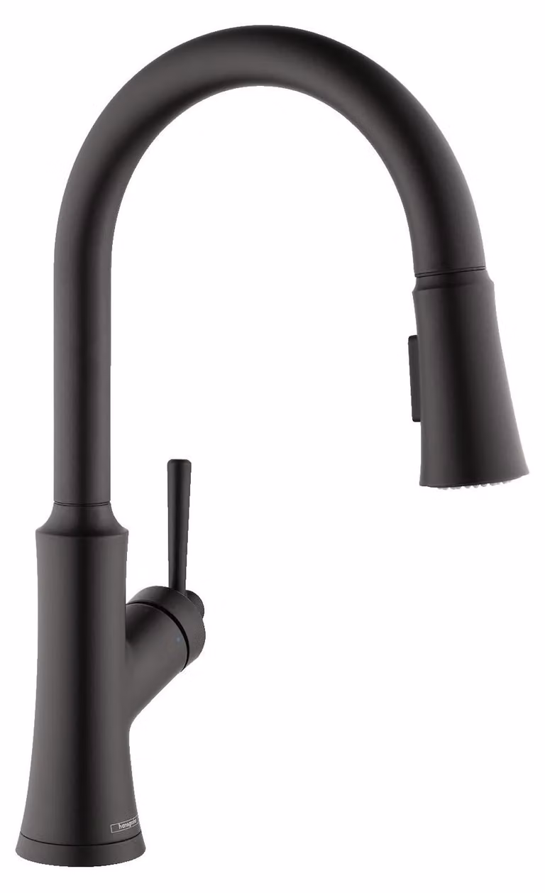 Miscelatore da cucina, altezza 16 pollici, finitura nera opaca, estraibile, portata d'acqua 1,75 GPM
