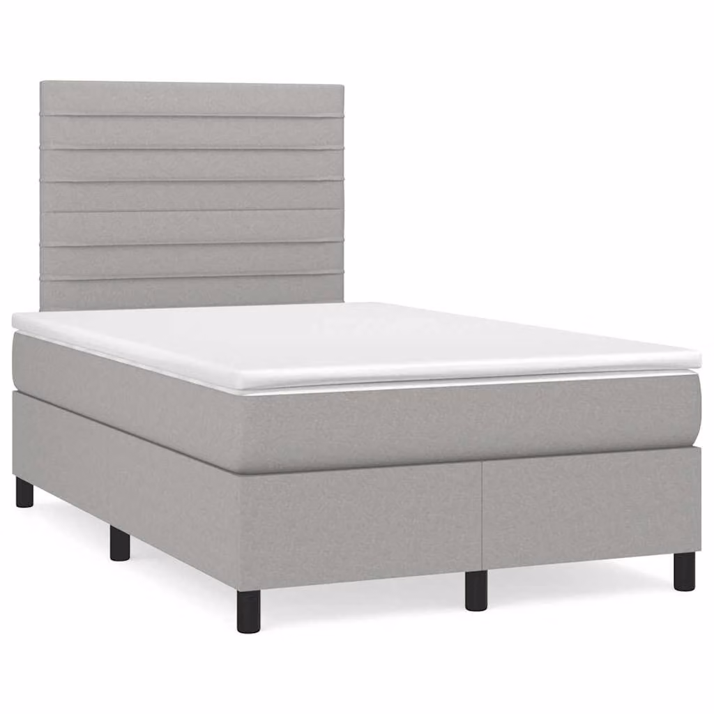 Letto con Materasso a Molle e Illuminazione LED vidaXL, Grigio Chiaro, L/P/H: 120 x 200 x 193 cm