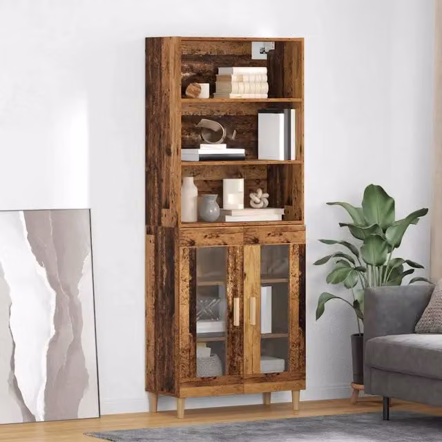 Credenza moderna in legno e MDF marrone vidaXL L: 69,5 cm, P: 32,5 cm, H: 180 cm