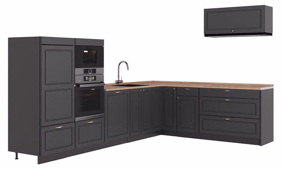 Cucina angolare completa Vicco Fame-Line Oro-antracite rustico/Antracite 327 x 227 cm, PL Rovere, Model 64349