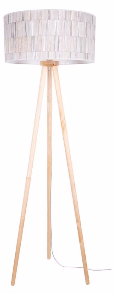 Lampada da terra, legno di betulla, carta da parati, stile rustico, attacco E27, altezza 154 cm