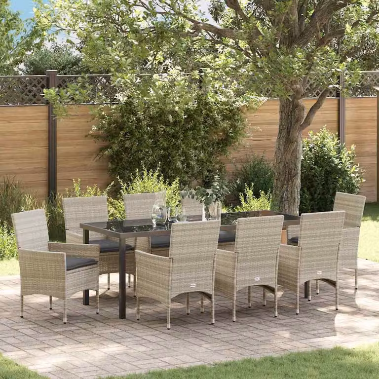 Maison Exclusive - Set da giardino per esterni, 9 pezzi, rattan sintetico color grigio chiaro