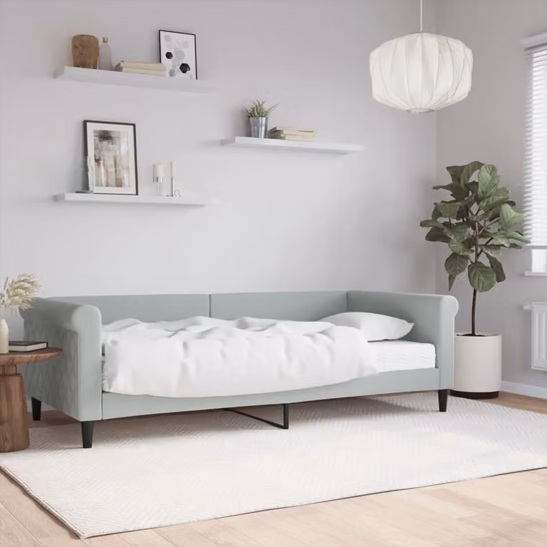 Divano Letto vidaXL in Velluto Grigio con Materasso, L/P/H: 229 x 90 x 68 cm