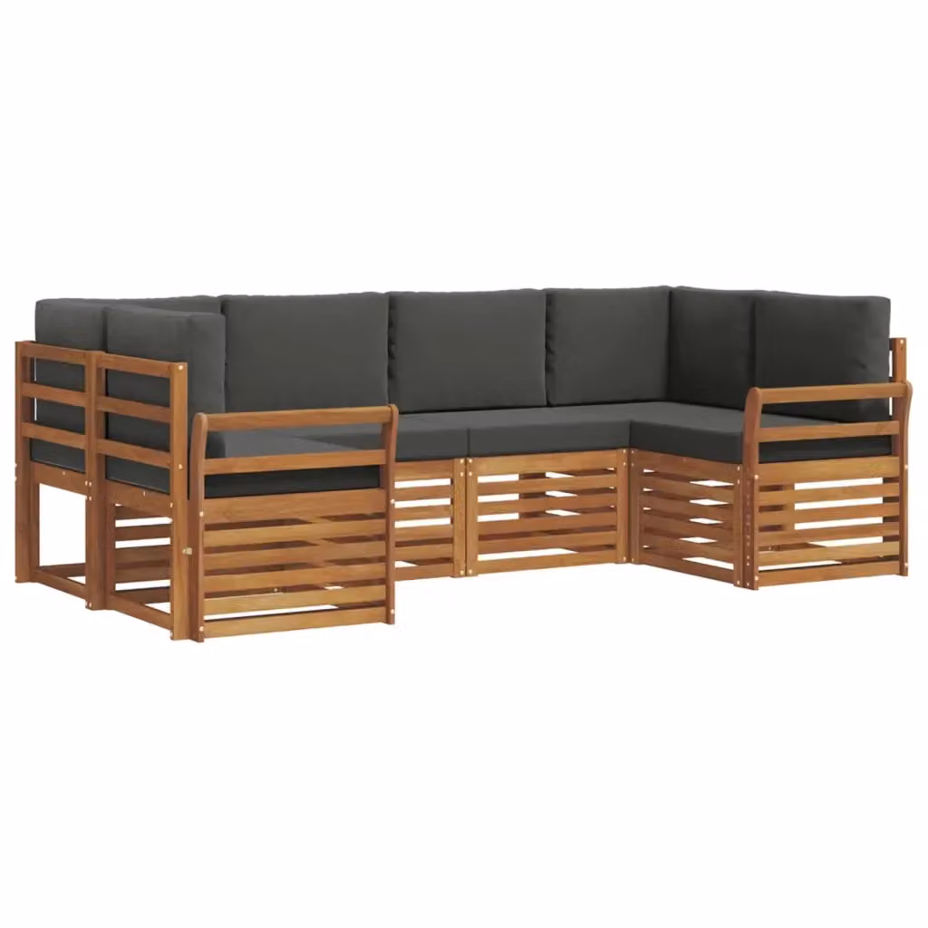 Set di divani da esterno a L vidaXL in legno di acacia con cuscini, beige e antracite – 2