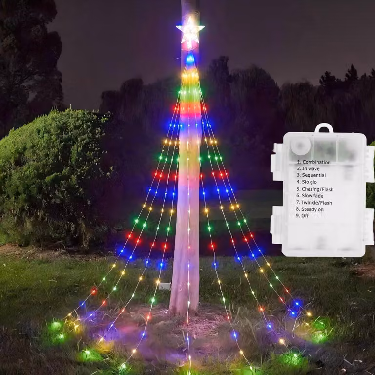 Catena luminosa a LED, 9x2 metri, alimentazione USB, 8 modalità, multicolore, ideale per l'albero di Natale