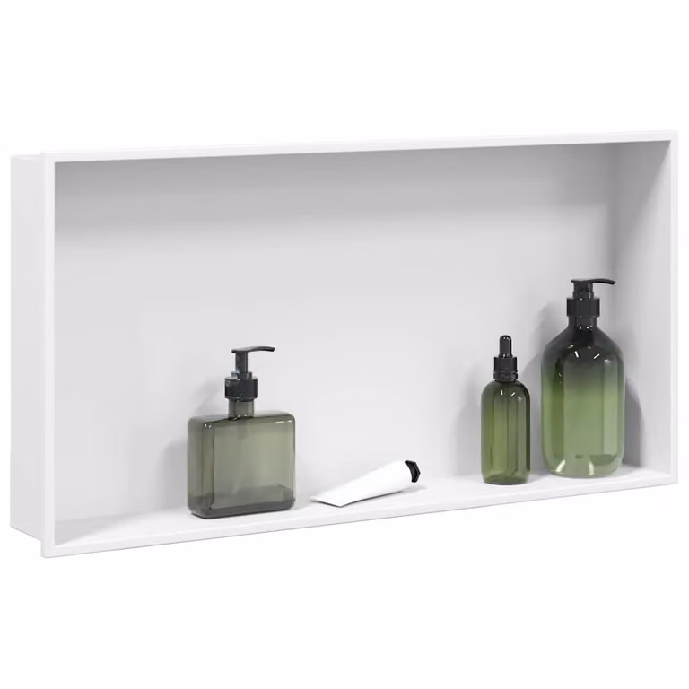 Nicchia per doccia incassata vidaXL in acciaio inox, Bianco Opaco, L: 62 cm, P: 32 cm, H: 9 cm