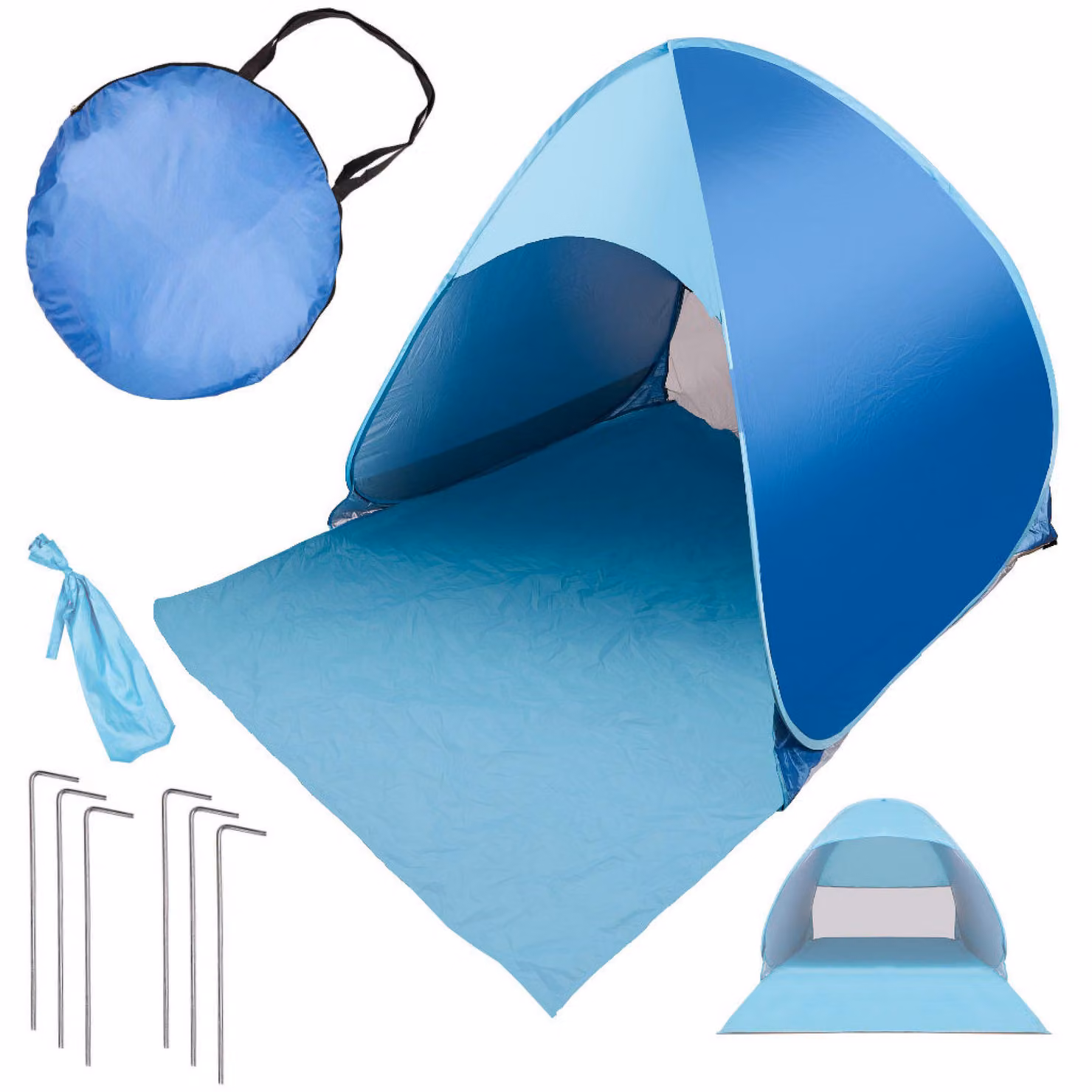 Tenda da spiaggia autoportante con paravento per spiaggia e giardino, modello POPUP con protezione UV, XXL