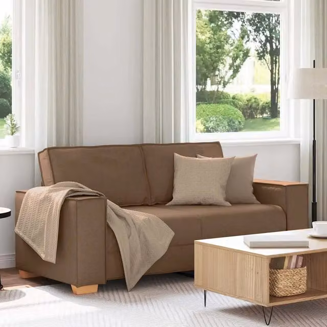 Divano a 2 posti moderno vidaXL in tessuto marrone con cuscini inclusi L: 180 cm, P: 78 cm, H: 84 cm