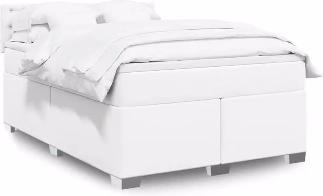 Letto con Giroletto a Molle e Materasso Ibrido vidaXL in Similpelle Bianco 160x200 cm