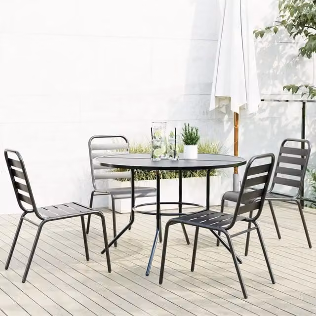 Set di 5 sedie da giardino vidaXL in acciaio verniciato antracite con design moderno e impilabile