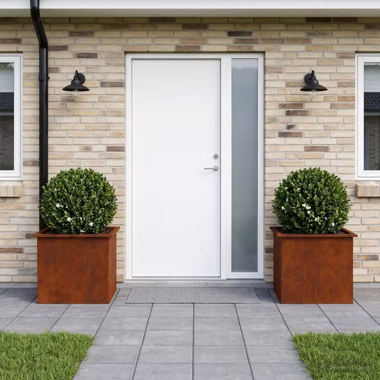 vidaXL Fioriera da giardino con LED 2 pz Ruggine 50 x 60 x 48 cm