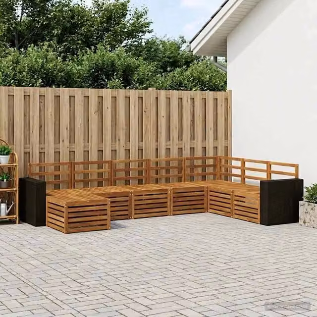 Set di divani da esterno 8 pz Naturale Legno di Acacia Massello 3384720