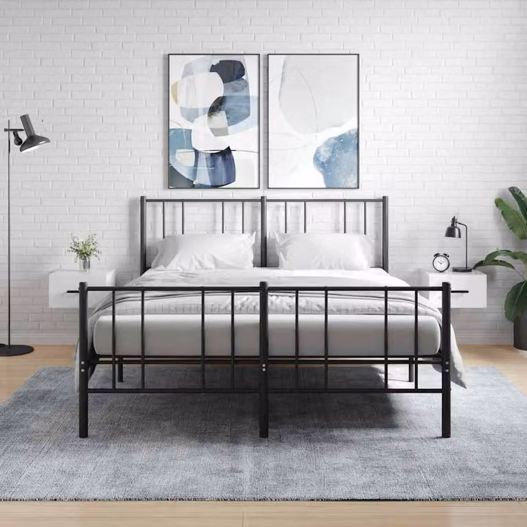 Set di 2 comodini da muro vidaXL in bianco lucido L/P/H: 35 x 35 x 20 cm