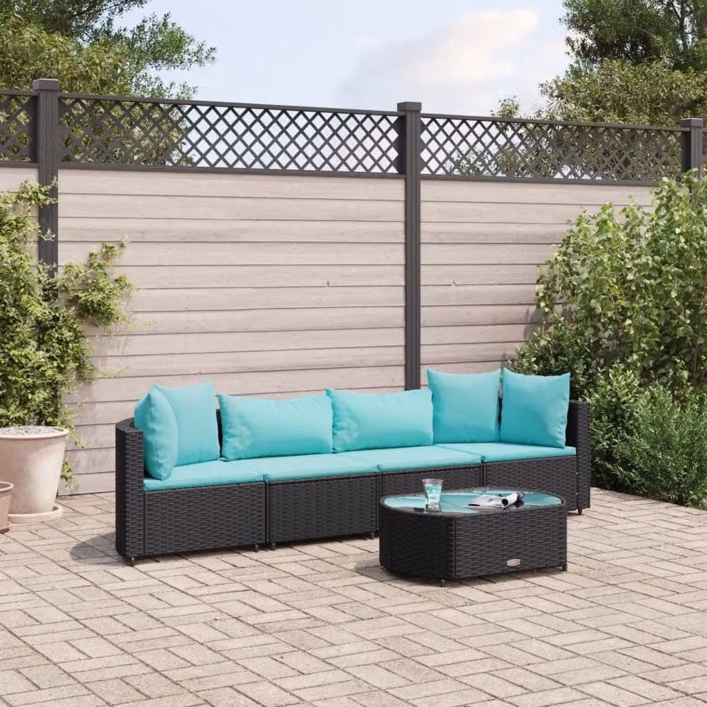 Maison Exclusive - Set Divani da Giardino 5 pz con Cuscini in Polyrattan Nero
