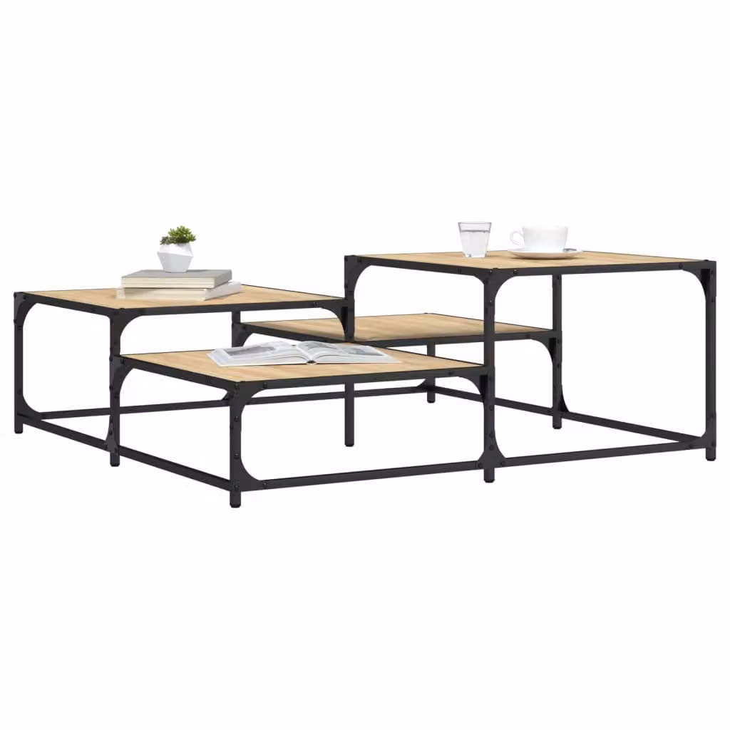vidaXL Tavolino da salotto quadrato in legno color rovere con finitura opaca L: 107 cm, P: 107 cm, H: 40 cm