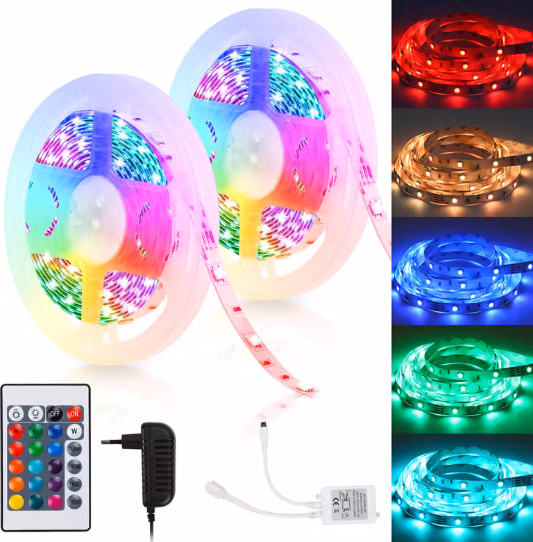 Jayseuw 10M Striscia LED Striscia luminosa RGB SMD5050 Striscia luminosa per feste natalizie Bar Illuminazione 44 Pulsanti Telecomando