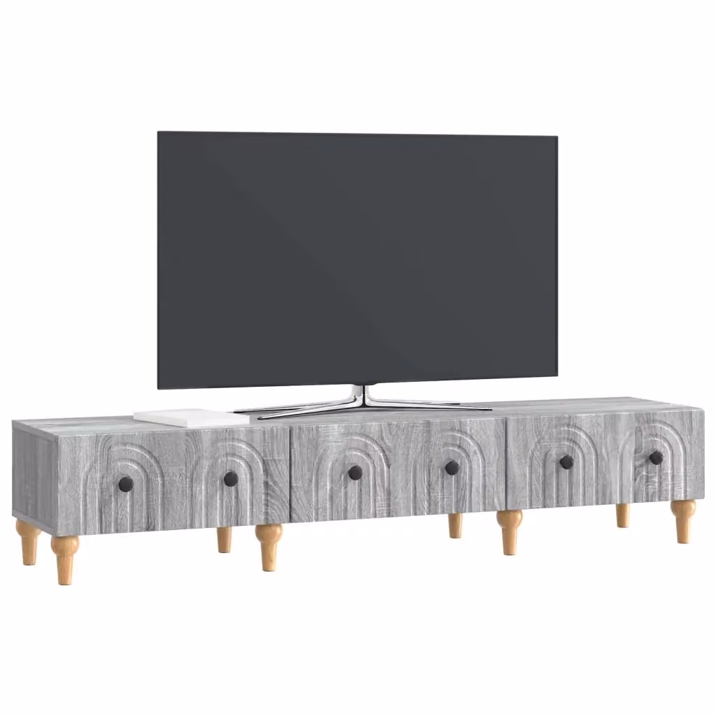 Mobile TV-Credenza moderno in legno ingegnerizzato Grigio Sonoma L/P/H: 147 x 34,5 x 30 cm – 2