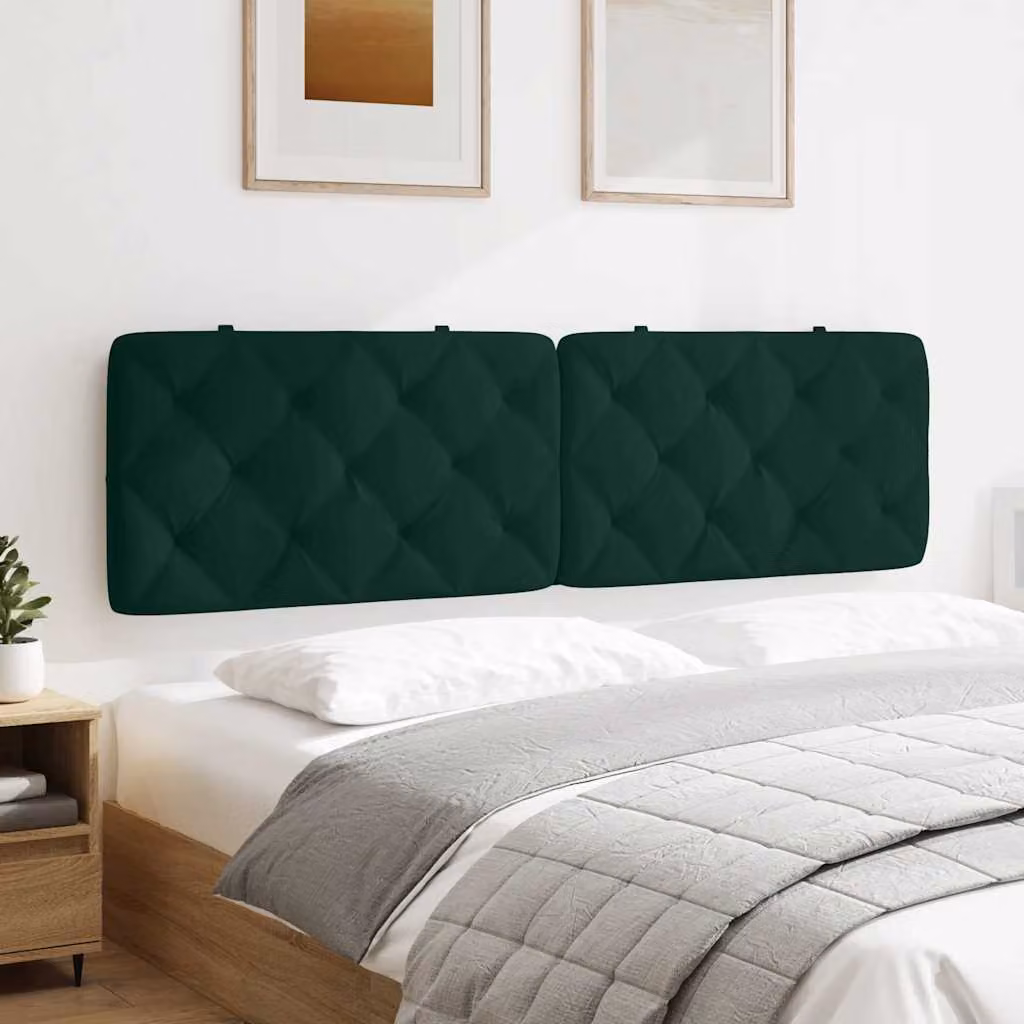 Testiera per letto imbottita vidaXL in velluto verde, design classico con motivo geometrico, L: 185 cm, H: 48 cm, P: 6 cm