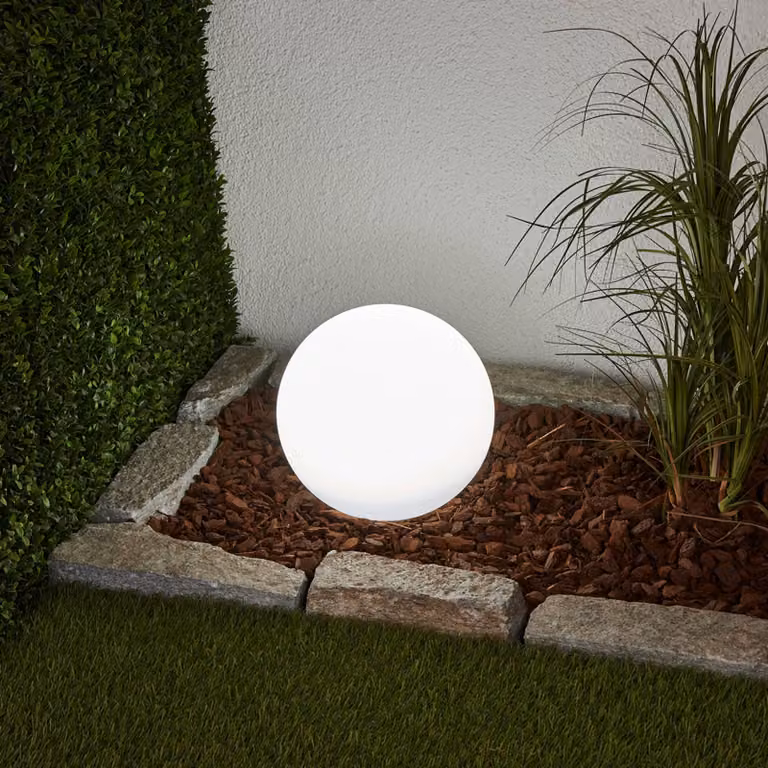 Lampada solare Lago Lindby, Bianco / Opale, Plastica, Moderno, Lampada solare