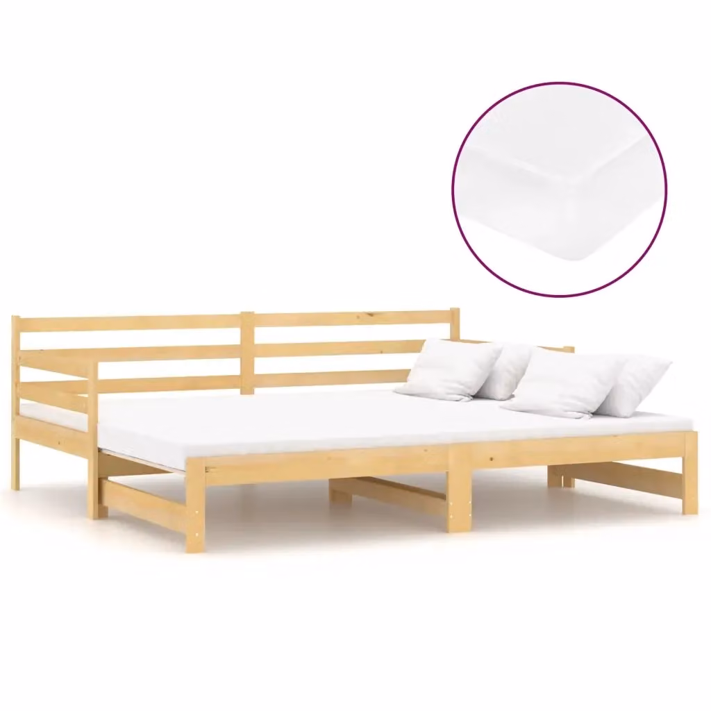 Dormeuse estraibile vidaXL in legno massello di pino bianco per adulti L/P/H: 203 x 184 x 56 cm – 2