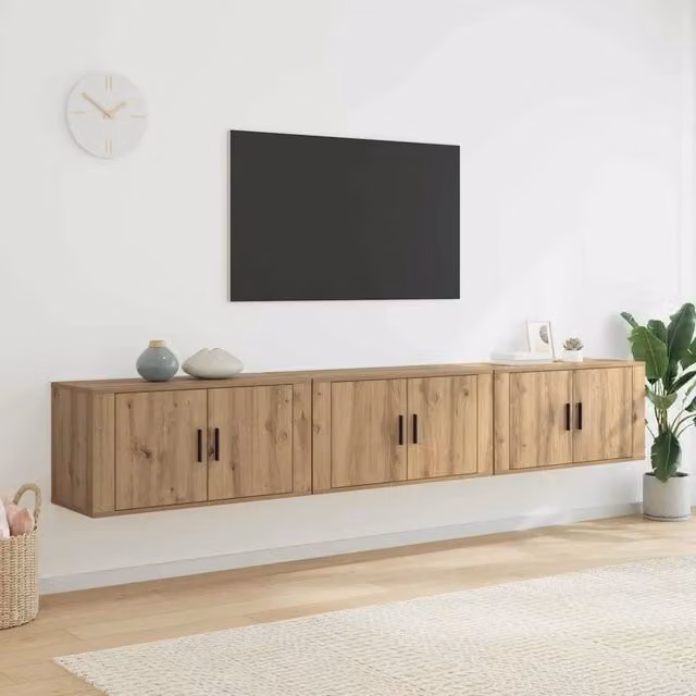Set Mobile TV da Parete 3 pz-Set di 3 Credenza per TV Rovere artigianale 843902