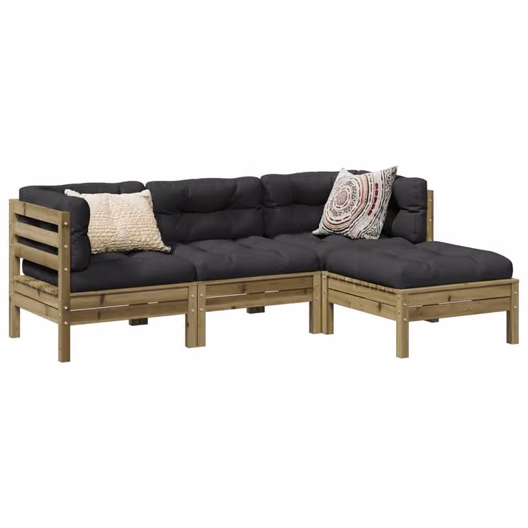 Maison Exclusive - Set da giardino composto da 4 pezzi con cuscini, in legno di pino trattato