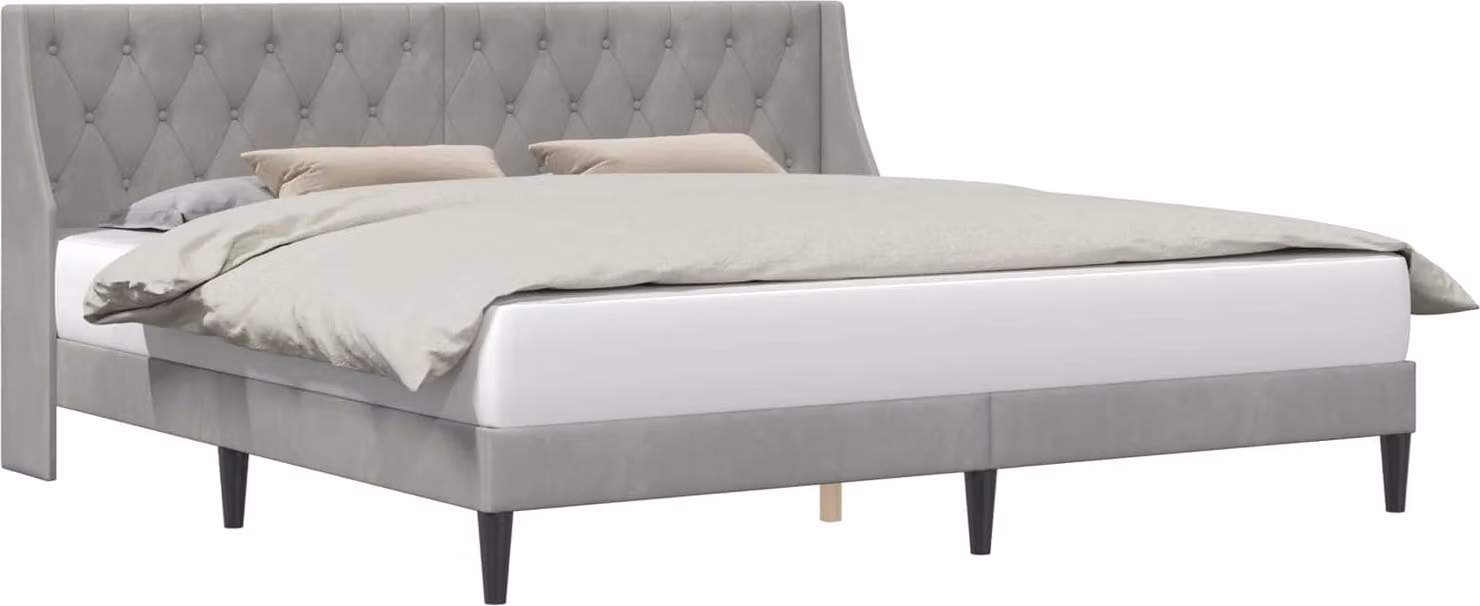 Struttura del letto Grigio chiaro 200 x 200 cm Velluto