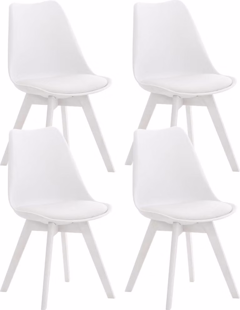 set di 4 sedie da pranzo - sedie da cucina - comode e facili da pulire | Colore: bianco/bianco | Materiale: plastica