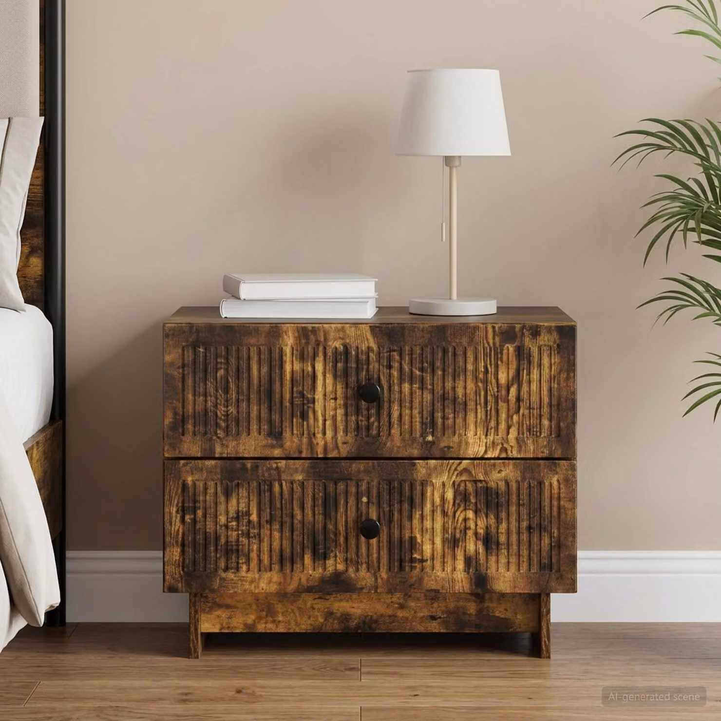 Armadio da Notte vidaXL in Rovere Fumo, L: 62 cm, P: 34,5 cm, H: 47,5 cm