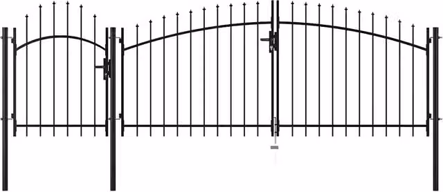 Cancello da Giardino Woerden in acciaio 1,5X4 m Nero CFW8453240