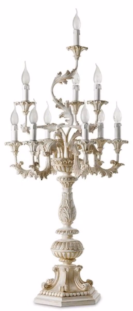Casa Padrino lampada da tavolo barocca bianco/beige Ø 53 x H. 107 cm - Magnifica lampada da tavolo in stile barocco - Lampade in stile barocco - - Italy