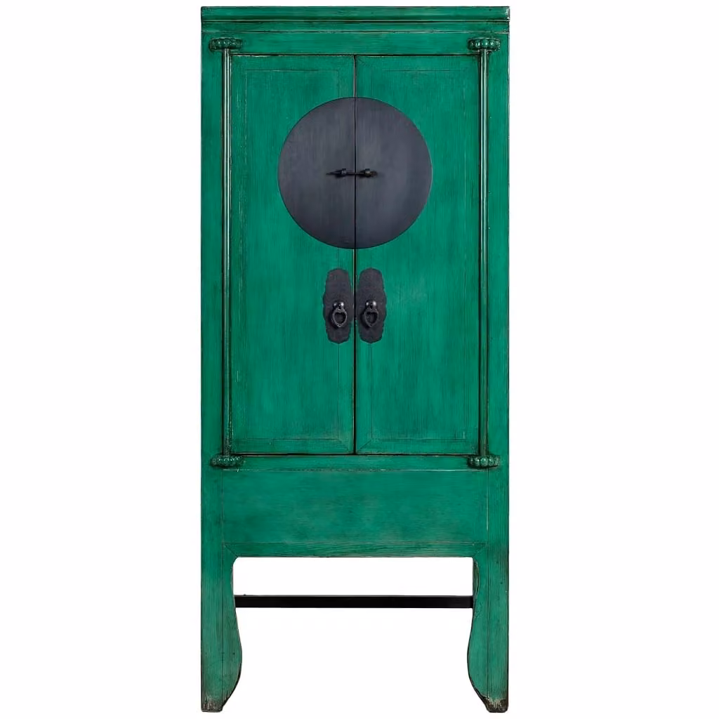 Armadio in legno WANDERLUST DECO stile orientale con ante a battente verde e nero L: 84 cm, P: 50 cm, H: 194 cm – 2