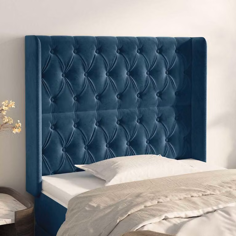 Testiera ad orecchio vidaXL in velluto blu scuro L: 103 cm, P: 16 cm, H: 118-128 cm