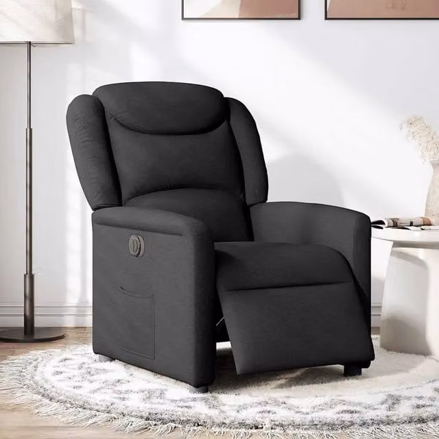 Poltrona Elettrica Reclinabile Nera in Tessuto 3303176
