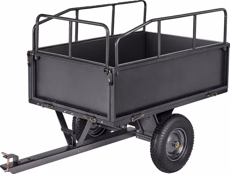 Rimorchio multiuso da giardino, struttura in acciaio, capacità di carico 600 lbs, 17cuft